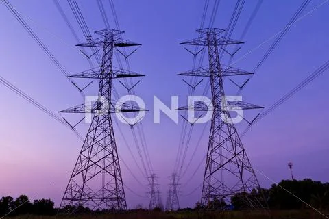 Electric high voltage power post Stock Photos