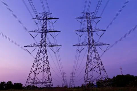 Electric high voltage power post Stock Photos