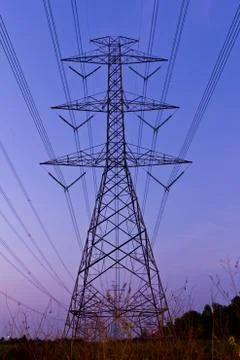 Electric high voltage power post Stock Photos