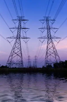 Electric high voltage power post Stock Photos