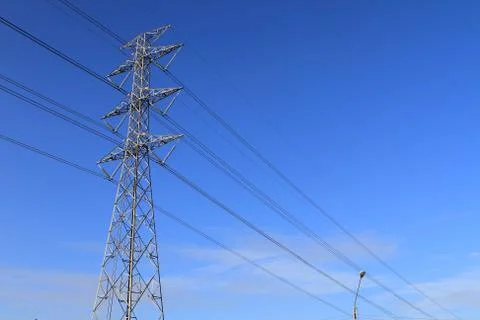 Electric high voltage power post . Stock Photos