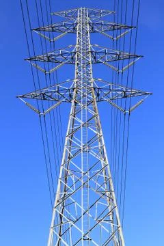 Electric high voltage power post . Stock Photos