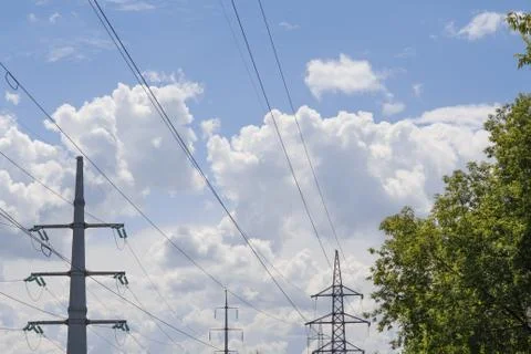 Electric high voltage power post Stock Photos