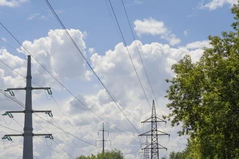 Electric high voltage power post Stock Photos