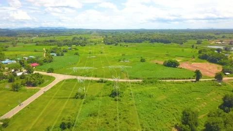 Electric high voltage pylon Stock Footage 79286060