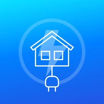 Electric house icon with a plug, vector Stock Illustration