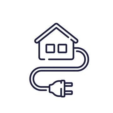 Electric house line icon, vector Stock Illustration