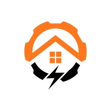 Electric House Vector Logo Design Stock Illustration