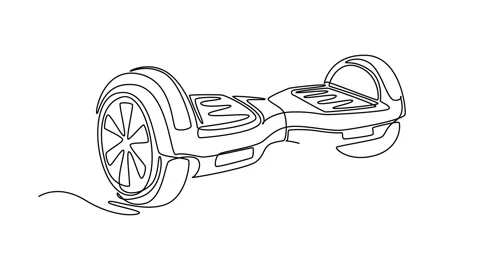 Electric hoverboard device featuring its distinctive platform and wheels Video stock 337055647