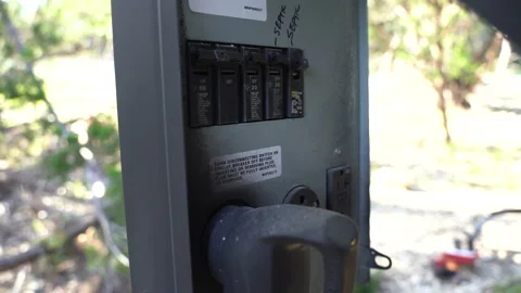 Electric Hub/Station in Camping Grounds for Mobile Home/RV Stock Footage 160302496