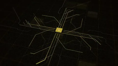 Electric impulses running into computer circuit board, data procession 스톡 일러스트