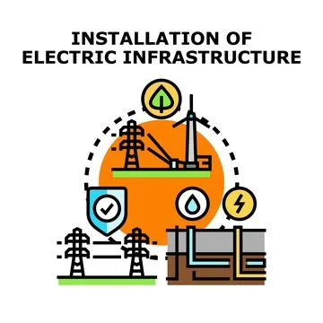 Electric infrastructure installation and alternative energy concept イラスト素材