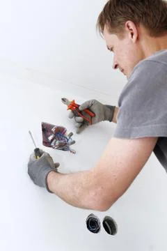 Electric installation in the box. Stock Photos