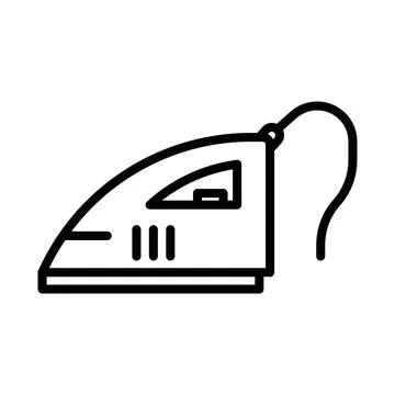 Electric Iron icon linear logo mark in black and white Stock Illustration