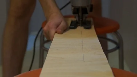 Electric jigsaw in action Stock Footage 86359645