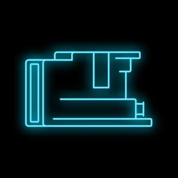 Electric jigsaw machine neon light linear illustration Stock Illustration