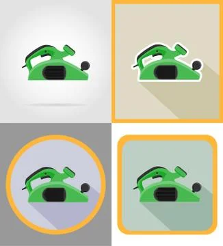 Electric jointer tools for construction and repair flat icons vector illustra Stock Illustration