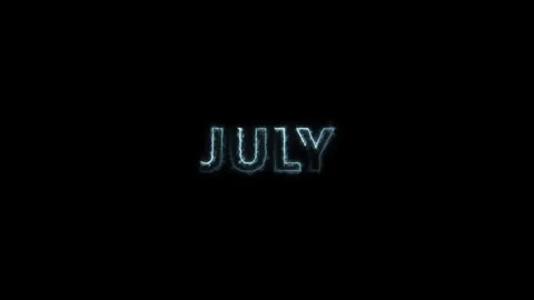 Electric July Text Animation Blue Energy Glow Black Background Month Title .. Stock Footage 338371866