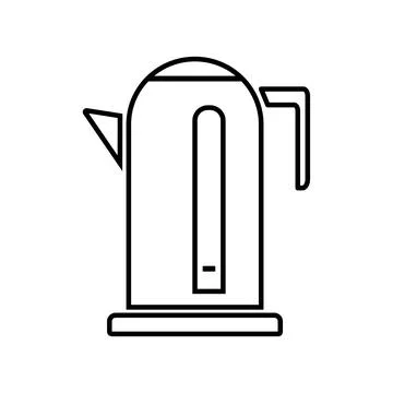 Electric Kettle Flat Isolated On White Icon. Stock Illustration