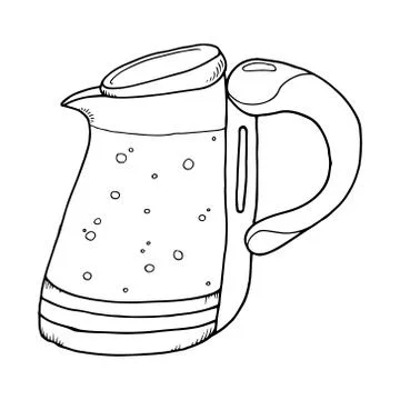 Electric kettle hand drawn. Stock Illustration