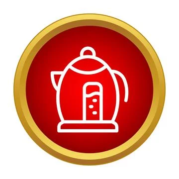 Electric kettle heating water in red icon circle Stock Illustration