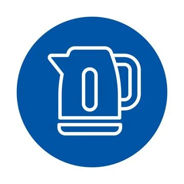 Electric Kettle Icon on Blue Background for Kitchen and Cooking Use Stockillustratie