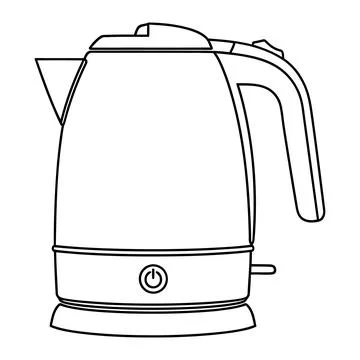 Electric kettle icon with power button for kitchen and hot beverage prep Stock Illustration