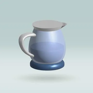 Electric kettle isolated vector 3d icon. electric kettle 3d illustration. Stock Illustration