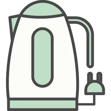 Electric kettle kitchen appliance vector icon Stock Illustration
