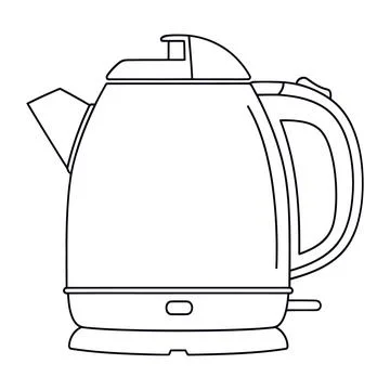 Electric kettle line with handle and spout line black and white kitchen Illustration