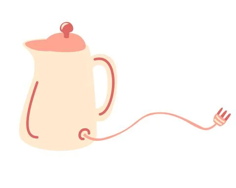 Electric kettle. Modern kettle with socket. Recipe concept. kitchen electroni Stock Illustration
