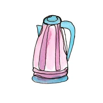 Electric kettle. Single line. Stock Illustration
