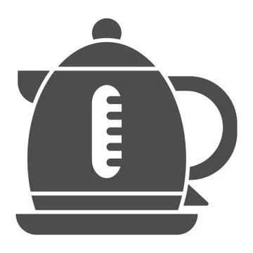 Electric kettle solid icon, Coffee time concept, teapot sign on white background Illustrazione stock