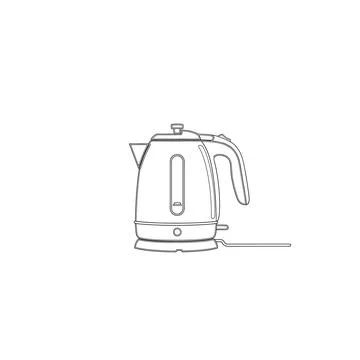 Electric kitchen kettle line art illustration Stock Illustration
