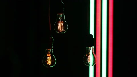 Electric light bulb on a black background. Stock Footage 154685123