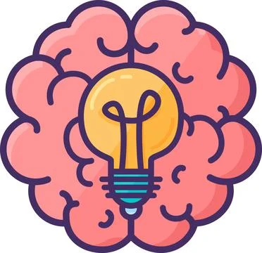 Electric Light bulb Inside Brain Hemispheres Illustrazione stock