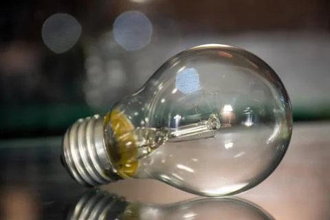 Electric light bulb with reflection and background Stock Photos