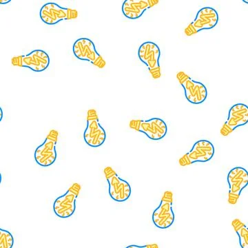 Electric light bulb vector seamless pattern Stock Illustration