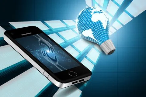 An electric light bulb with a world map Stock Illustration