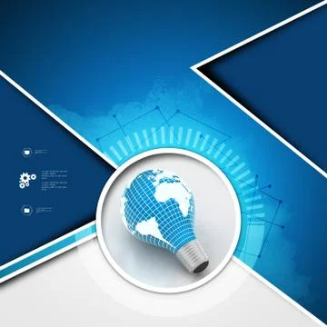 An electric light bulb with a world map Illustrazione stock