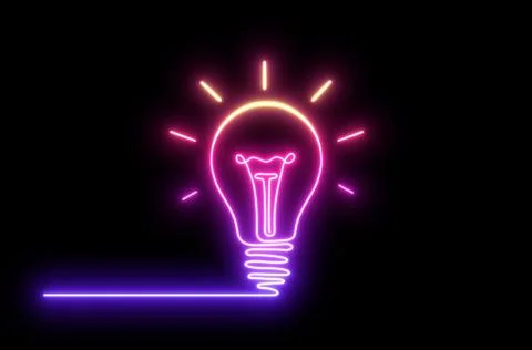 Electric light bulb.Continuous one line drawing light bulb symbol idea..illus Stock Illustration