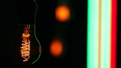 Electric light bulbs on a black background. Stock Footage 154684972