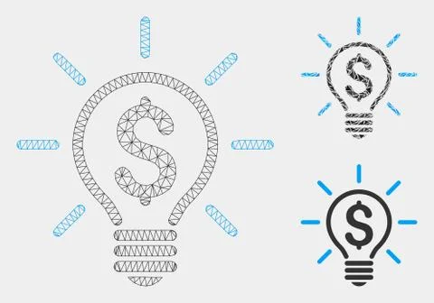 Electric Light Price Vector Mesh Network Model and Triangle Mosaic Icon イラスト素材