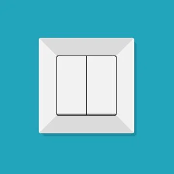 Electric light switch icon, modern minimal flat design style, on a blue Stock Illustration