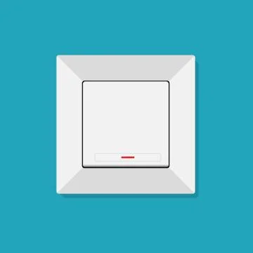 Electric light switch icon, modern minimal flat design style, on a blue Stock Illustration
