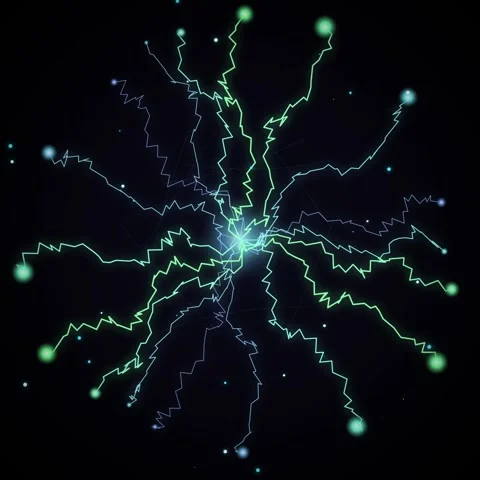 Electric lightning bolt burst animation on black screen Stock Footage 345691005