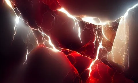 Electric lightning bolt. Energy effect. Bright light flare and sparks. Stock Illustration