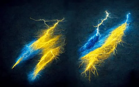 Electric lightning bolt. Energy effect. Bright light flare and sparks. Stock Photos