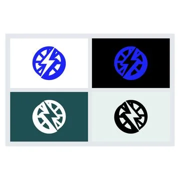 Electric Lightning Bolt Gear Logo Set Stock-Illustration