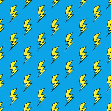 Electric lightning bolt seamless pattern. Vector background. Stock Illustration